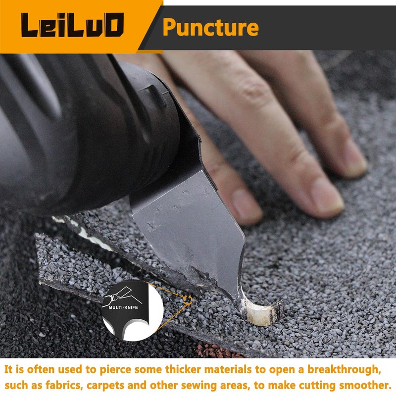 LEILUO 6 Pcs Oscillating Multi Tool Hook Knife Blades for Cutting Carpet Roofing Shingles Cardboard Soft Materials Includes Storage Bag Compatible with DeWalt Makita Ryobi Milwaukee and More - Image 5
